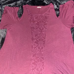 Off the Shoulder Bell Sleeve Top with Lace Accent